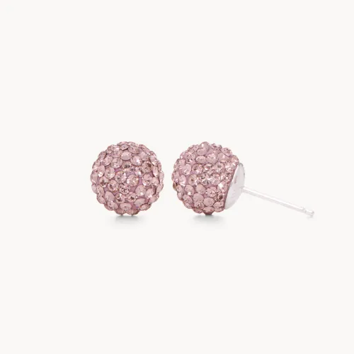 Rose Sparkle Ball Stud Earrings 10mm - Hillberg & Berk